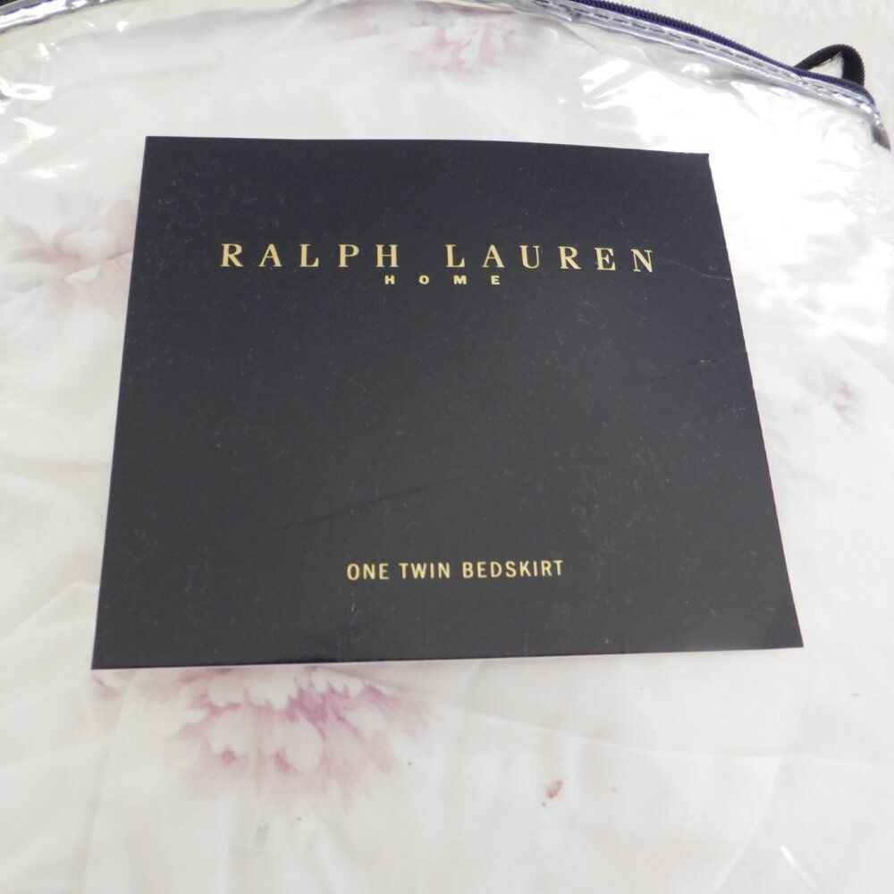 NEW Ralph Lauren Twin Solange Bed Skirt Ruffle White Lavender Purple Floral 15"